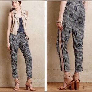 Anthropologie Hei Hei Womens Lourinha Pants Small Navy Leaf Print Size Small